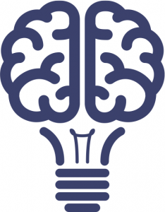 Icon of a brain bulb with white space