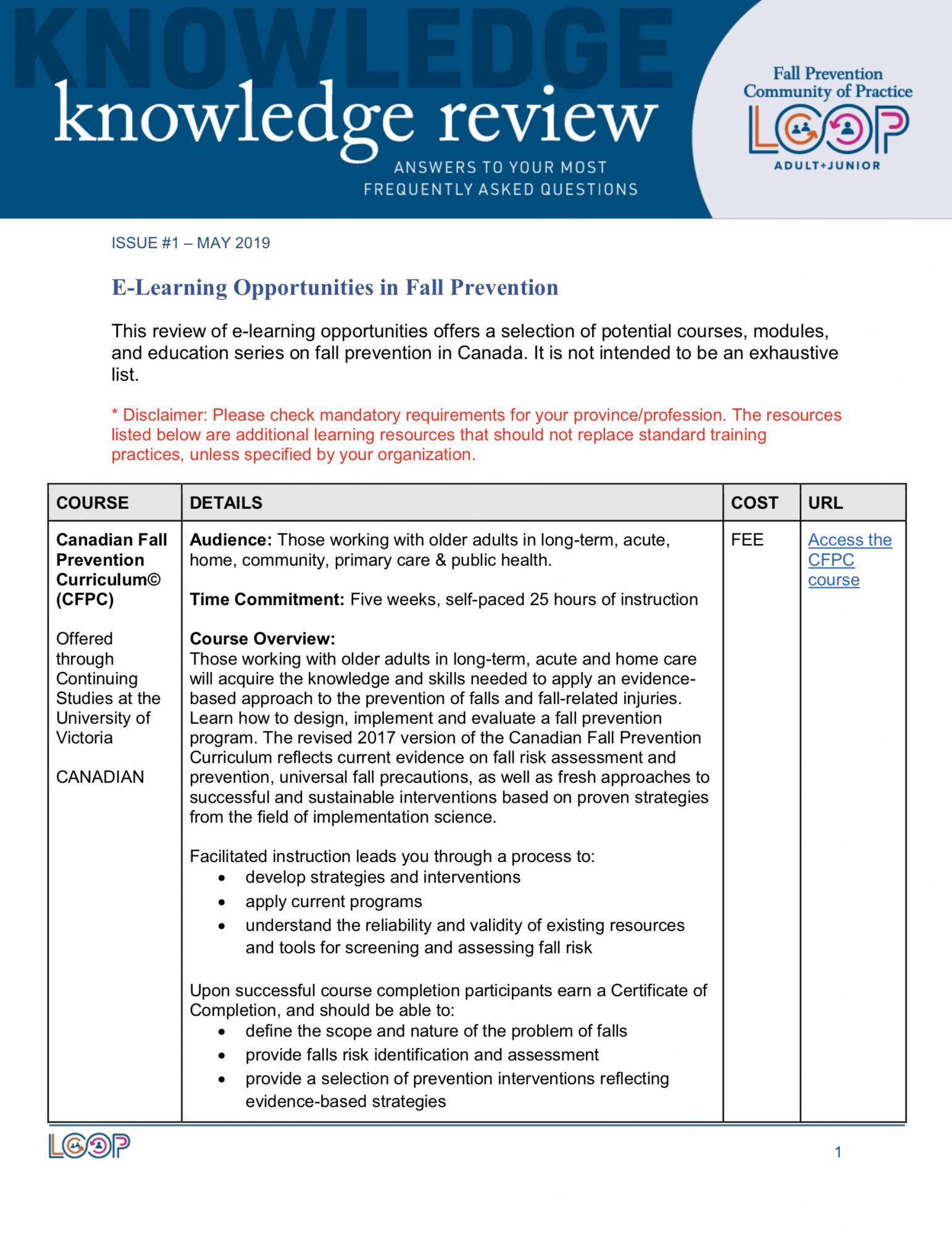 Training and guidelines Parachute