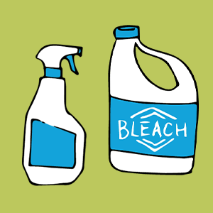 Cartoon image of cleaning products