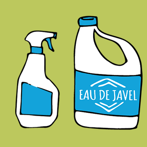 Cartoon illustration of cleaning products