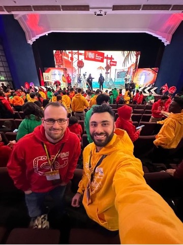 Photo of two men taking a selfie at the 3rd Global Youth Assembly for Road Safety
