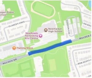 Map of a street in Newmarket, Ontario