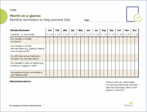 Image of Caregiver Guide tool -- Month at a glance