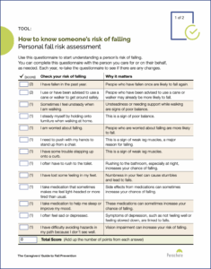 Image of Caregiver Guide tool - Personal fall risk assessment