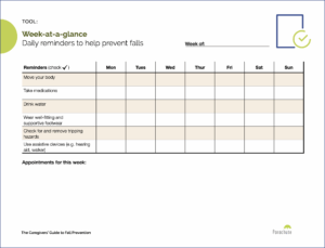 Image of Caregivers Guide tool -- Week at a glance