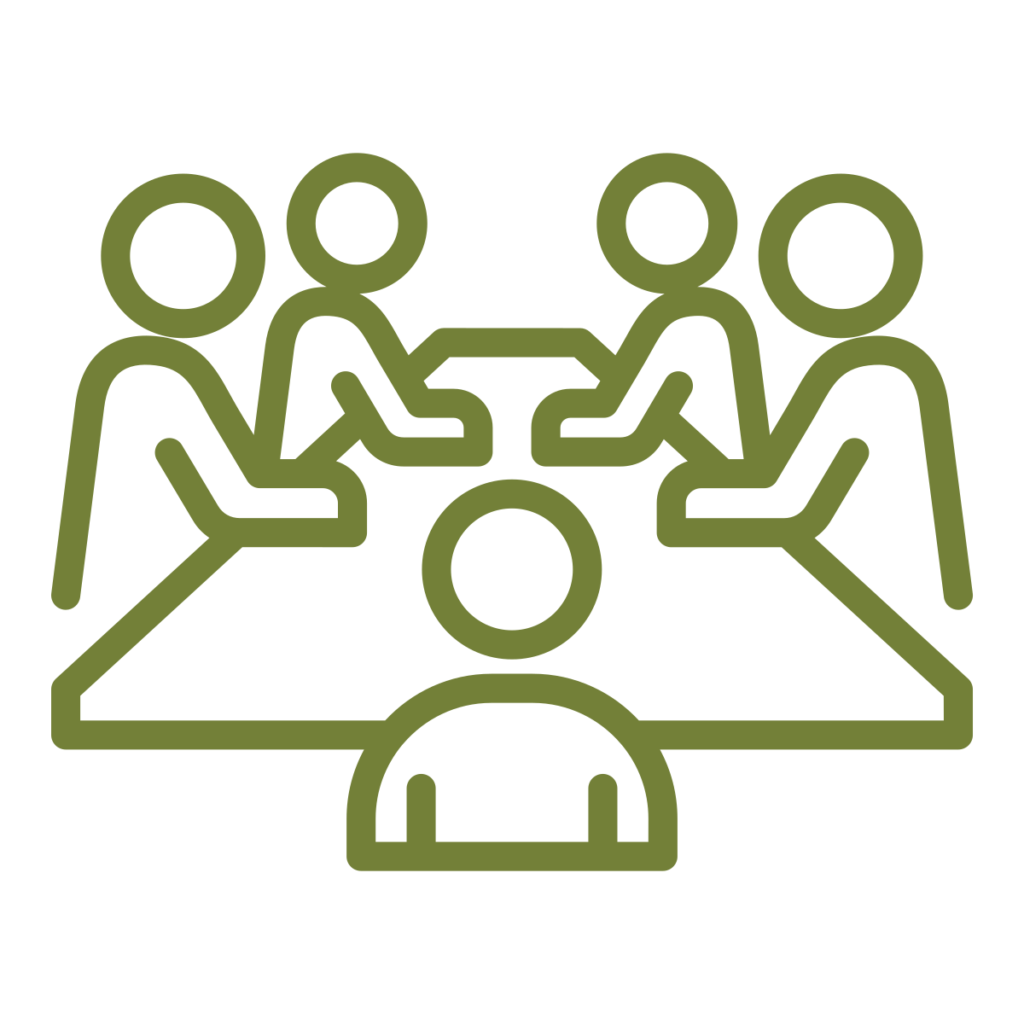 Icon of people meeting around a table